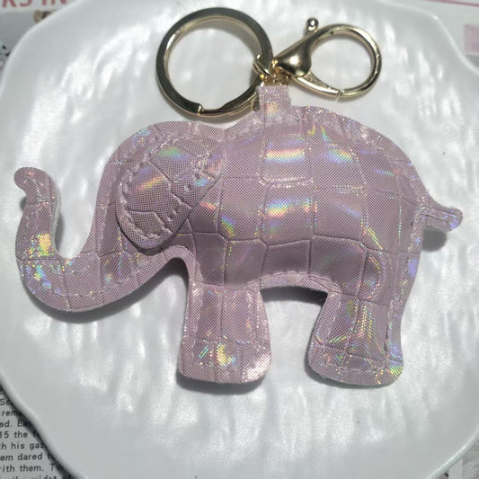 Leather Elephant Keychain Bag Charm