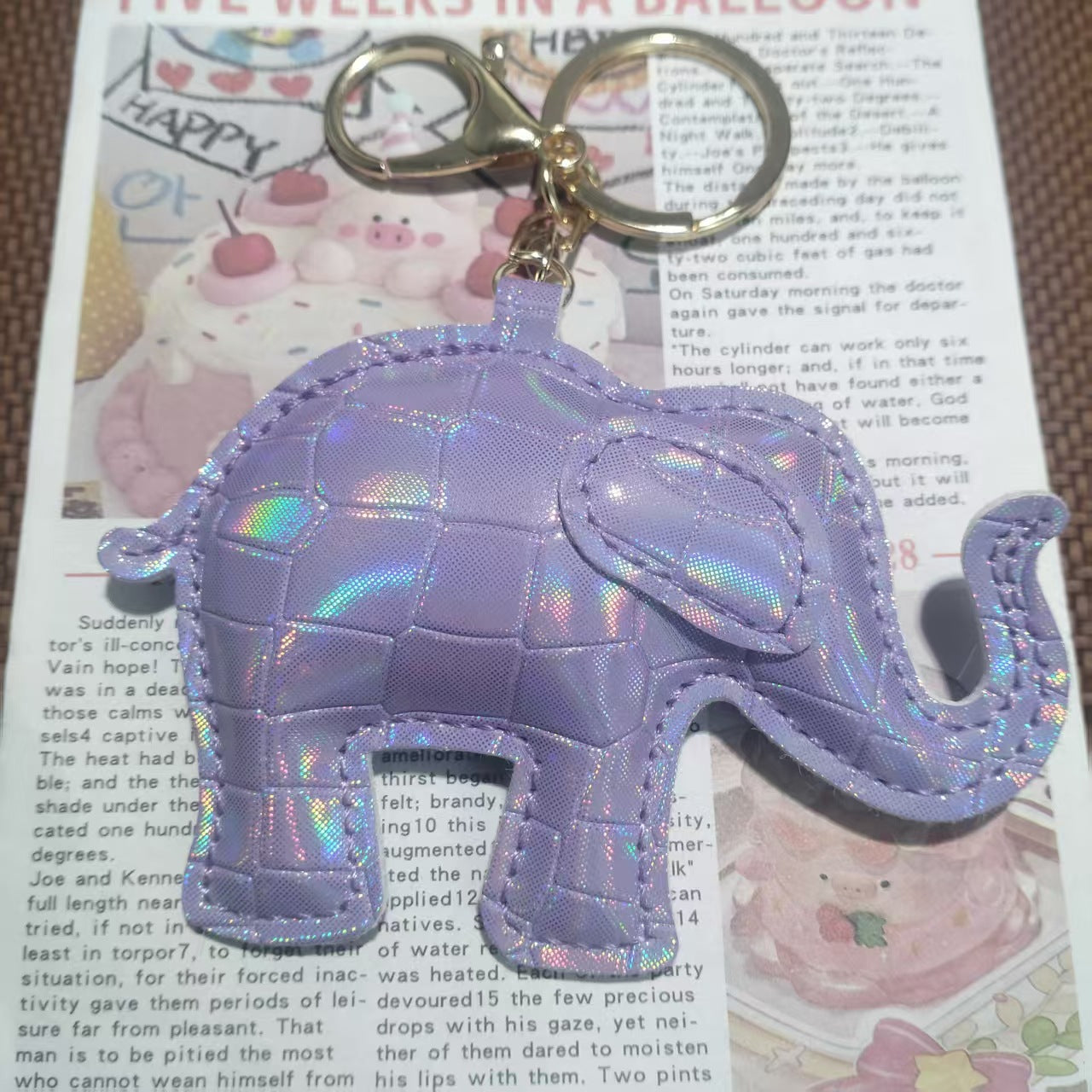 Leather Elephant Keychain Bag Charm