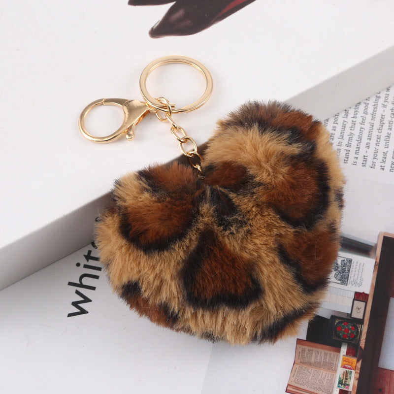 Plush Fur Heart Keychain Bag Charm