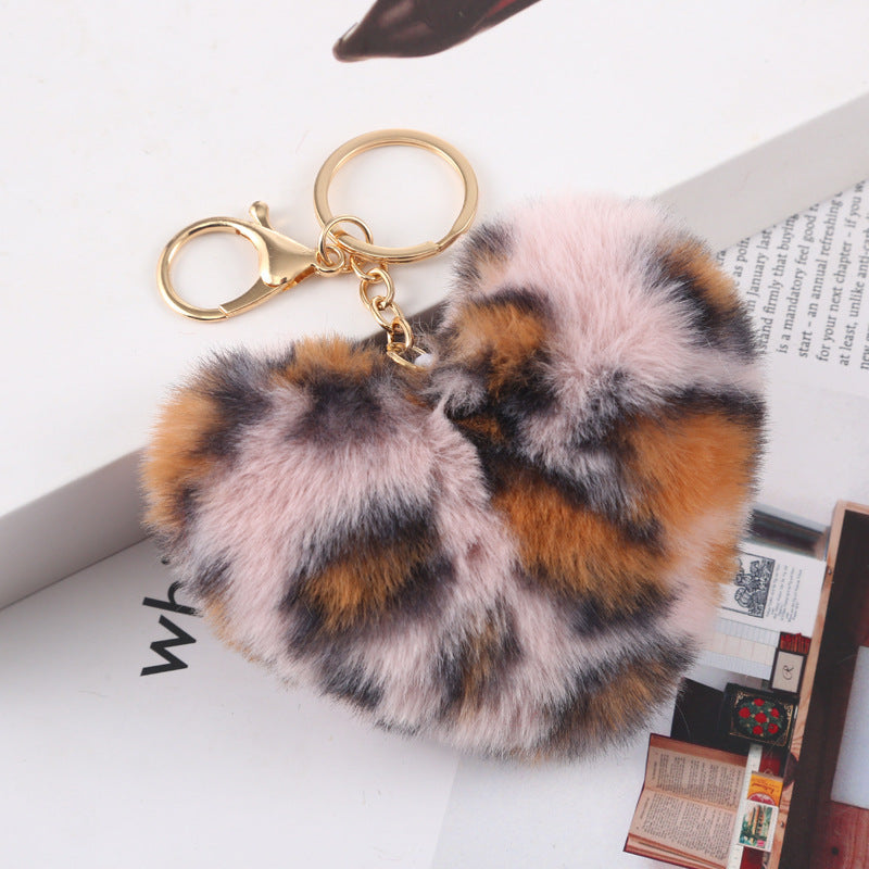 Plush Fur Heart Keychain Bag Charm