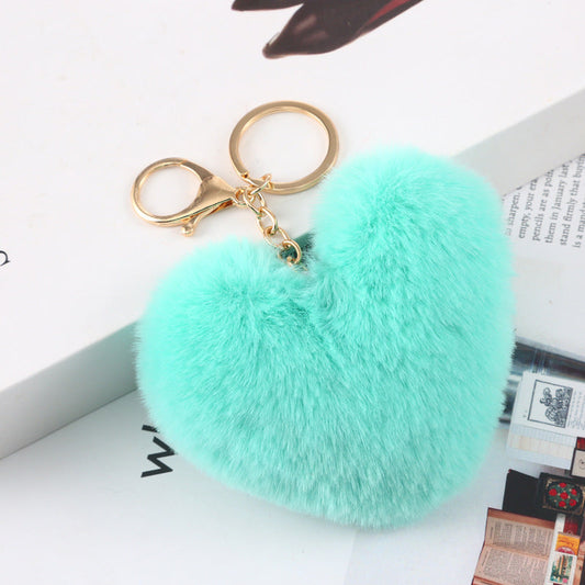 Plush Fur Heart Keychain Bag Charm