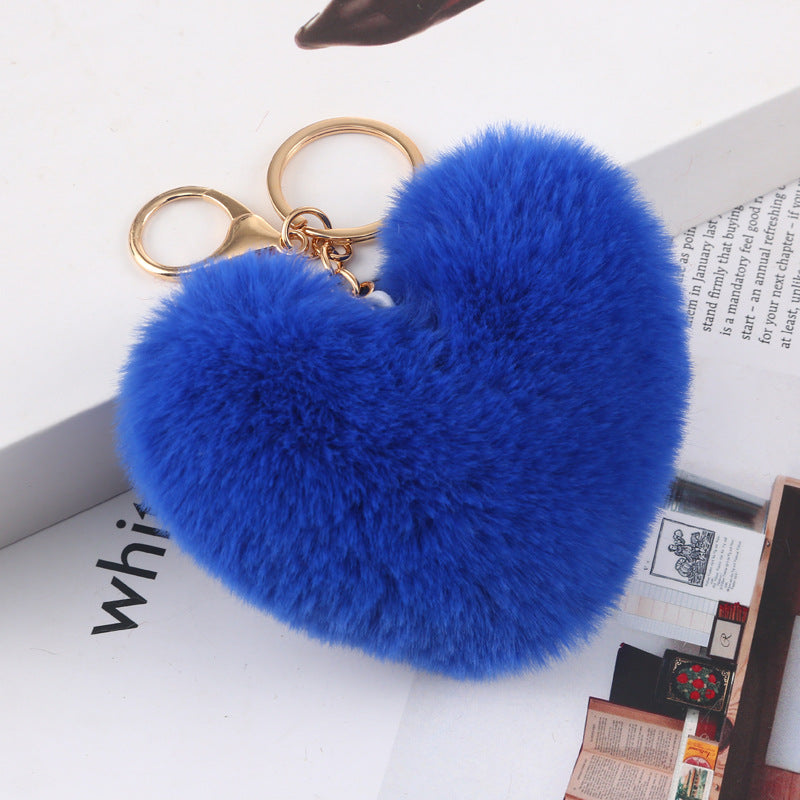 Plush Fur Heart Keychain Bag Charm