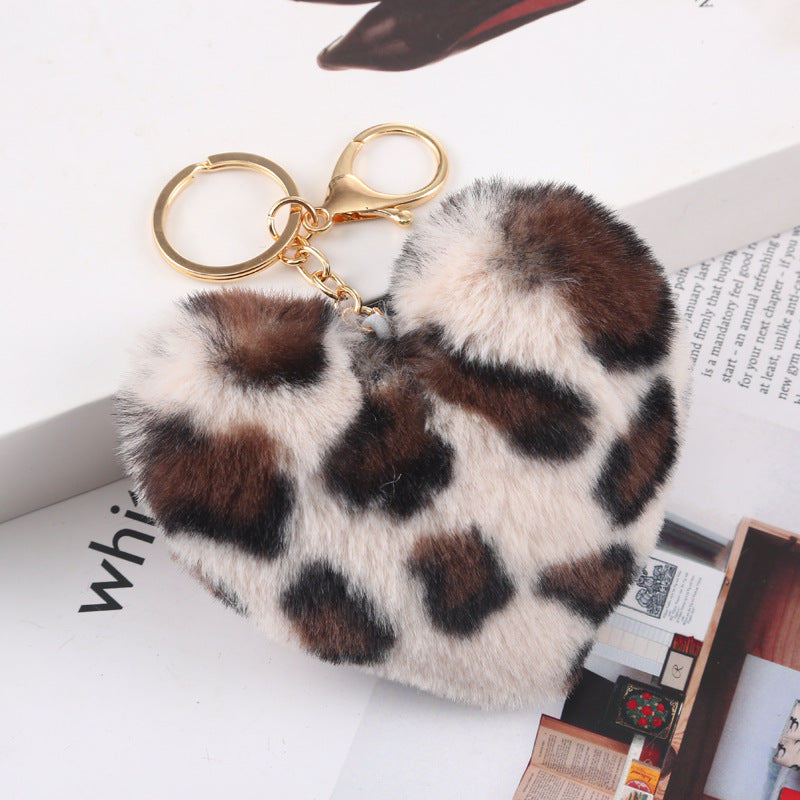 Plush Fur Heart Keychain Bag Charm