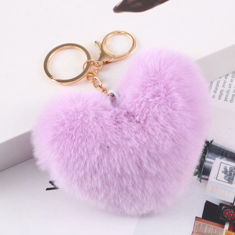 Plush Fur Heart Keychain Bag Charm