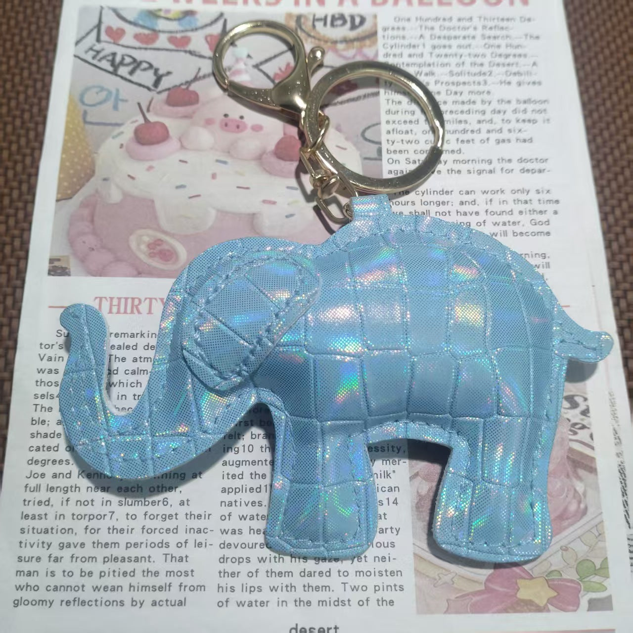 Leather Elephant Keychain Bag Charm